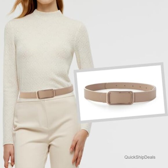 Reversible Genuine Leather Belt Thin Fashion Waist Belt with Buckle main image 4